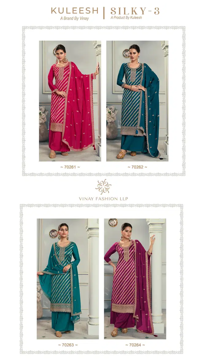 Silky 3 By Vinay Kuleesh Silk Jacquard Designer Salwar Kameez Wholesale Online